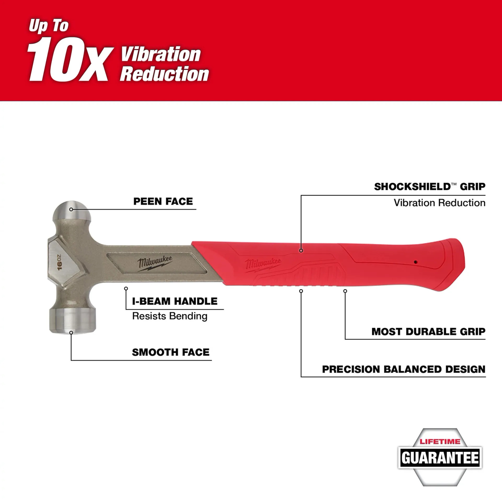 Milwaukee 16oz Steel Ball Peen Hammer from GME Supply